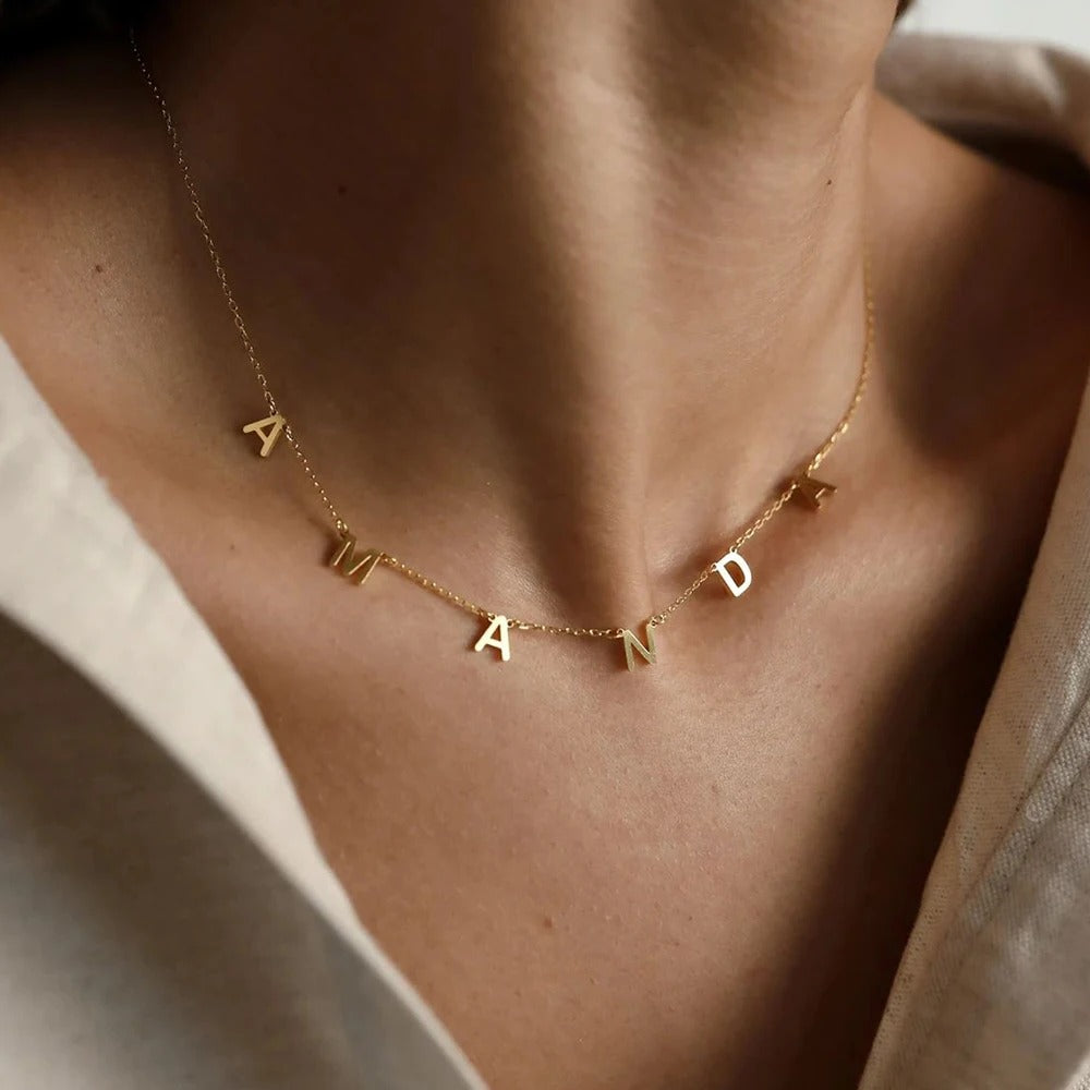 Personalized Letter Name Necklace-Necklaces-Aureza