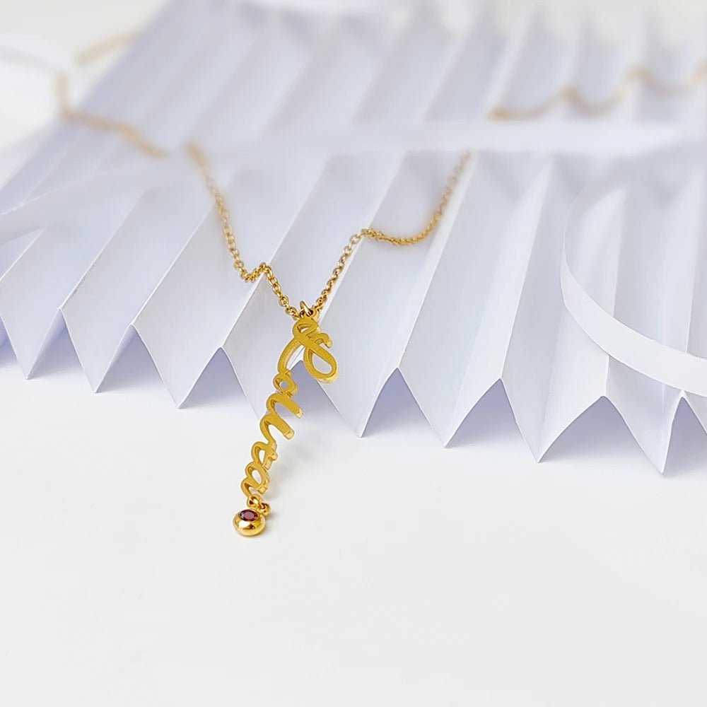 Personalized Birthstone Name Necklace-Necklaces-Aureza