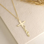Personalized Cross Name Necklace-Necklaces-Aureza